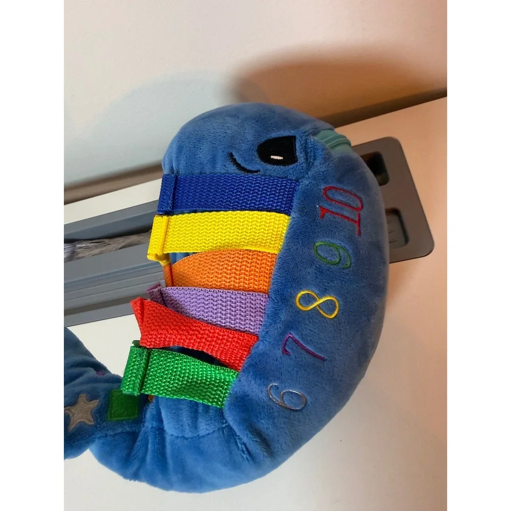 Buckle Toys Blu Whale Kids OS Sensory Plush Learning Toy Rainbow Buckles Blue